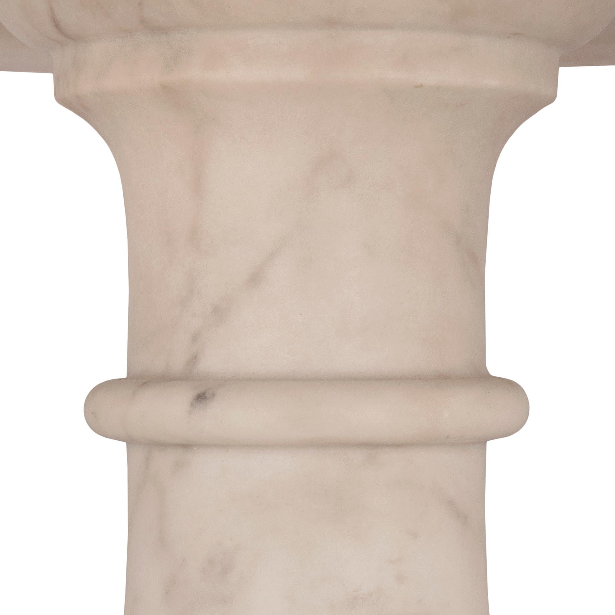 Italian 19th Century Louis XVI St. Solid White Carrara Marble Side Table For Sale 3