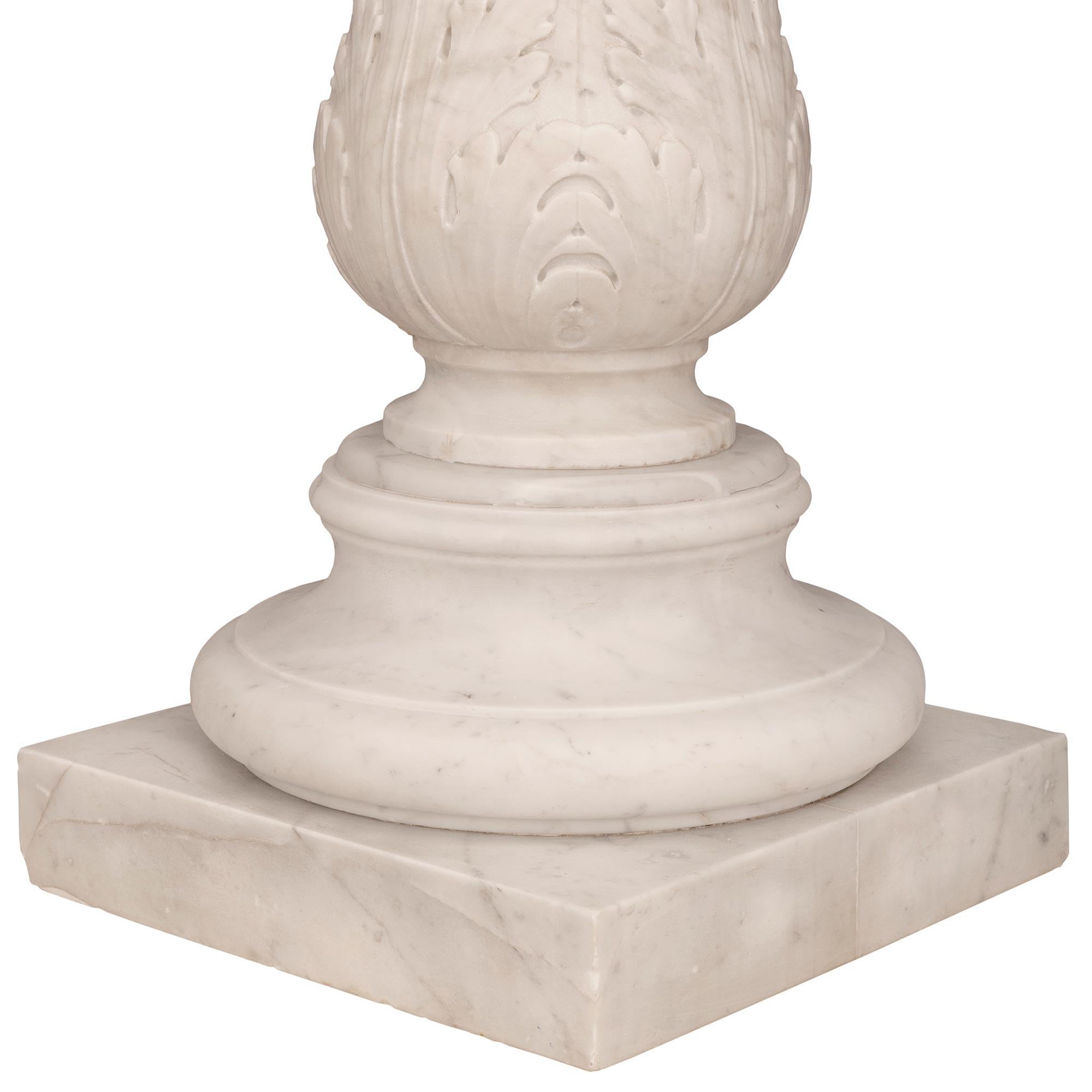 Italian 19th Century Louis XVI St. Solid White Carrara Marble Side Table For Sale 5