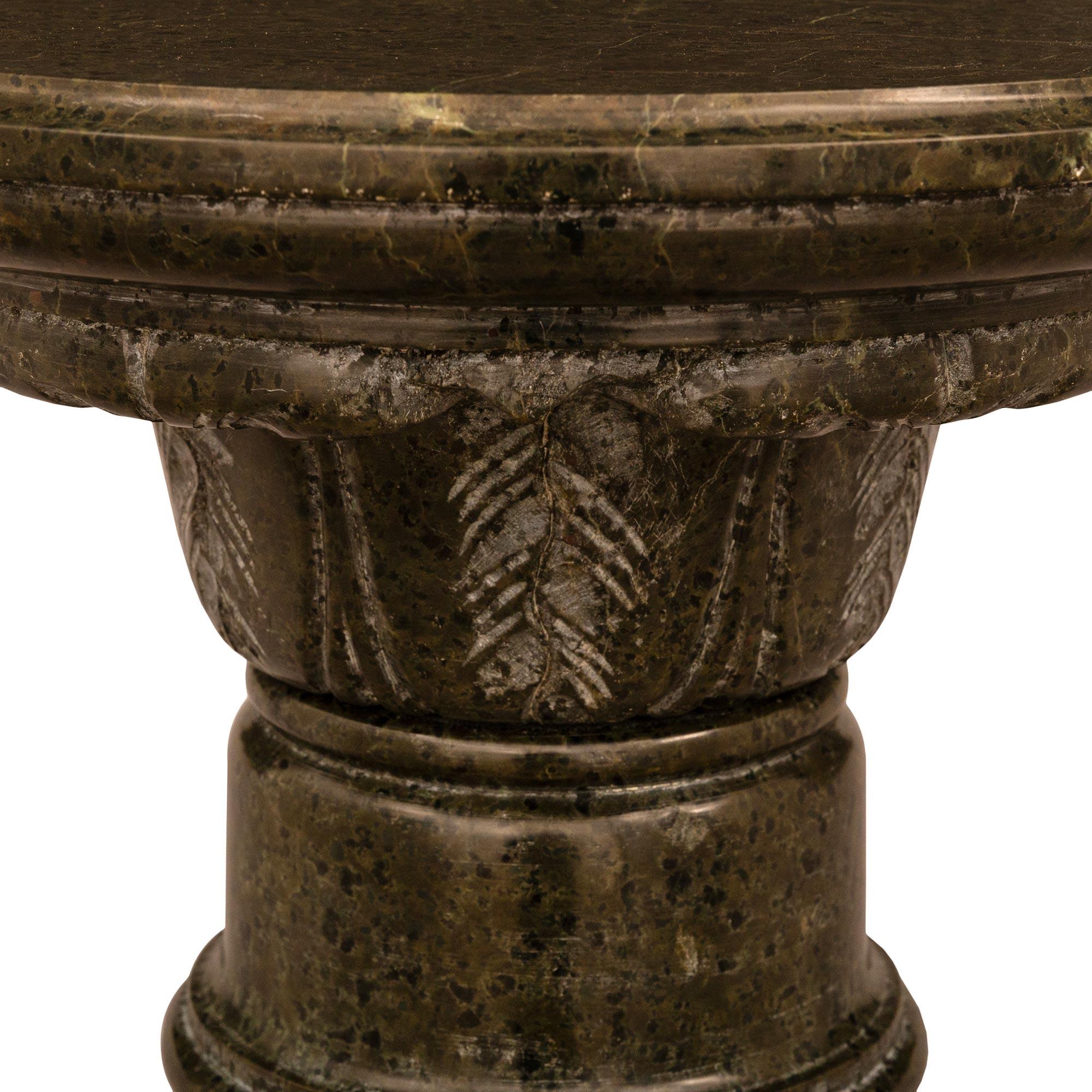 19th Century Italian 19th century Louis XVI st. Verde Ranocchia Marble pedestal For Sale