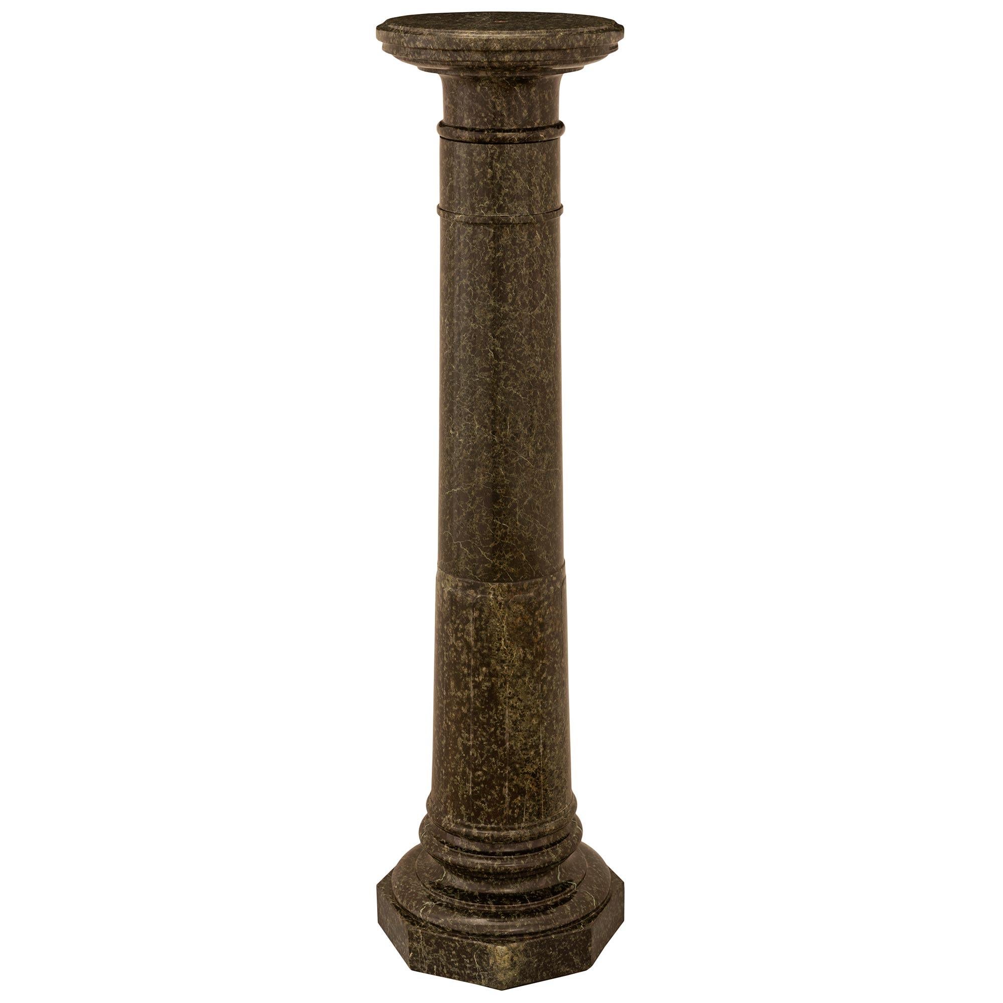 Italian 19th Century Louis XVI St. Vert De Patricia Marble Pedestal Column For Sale 1