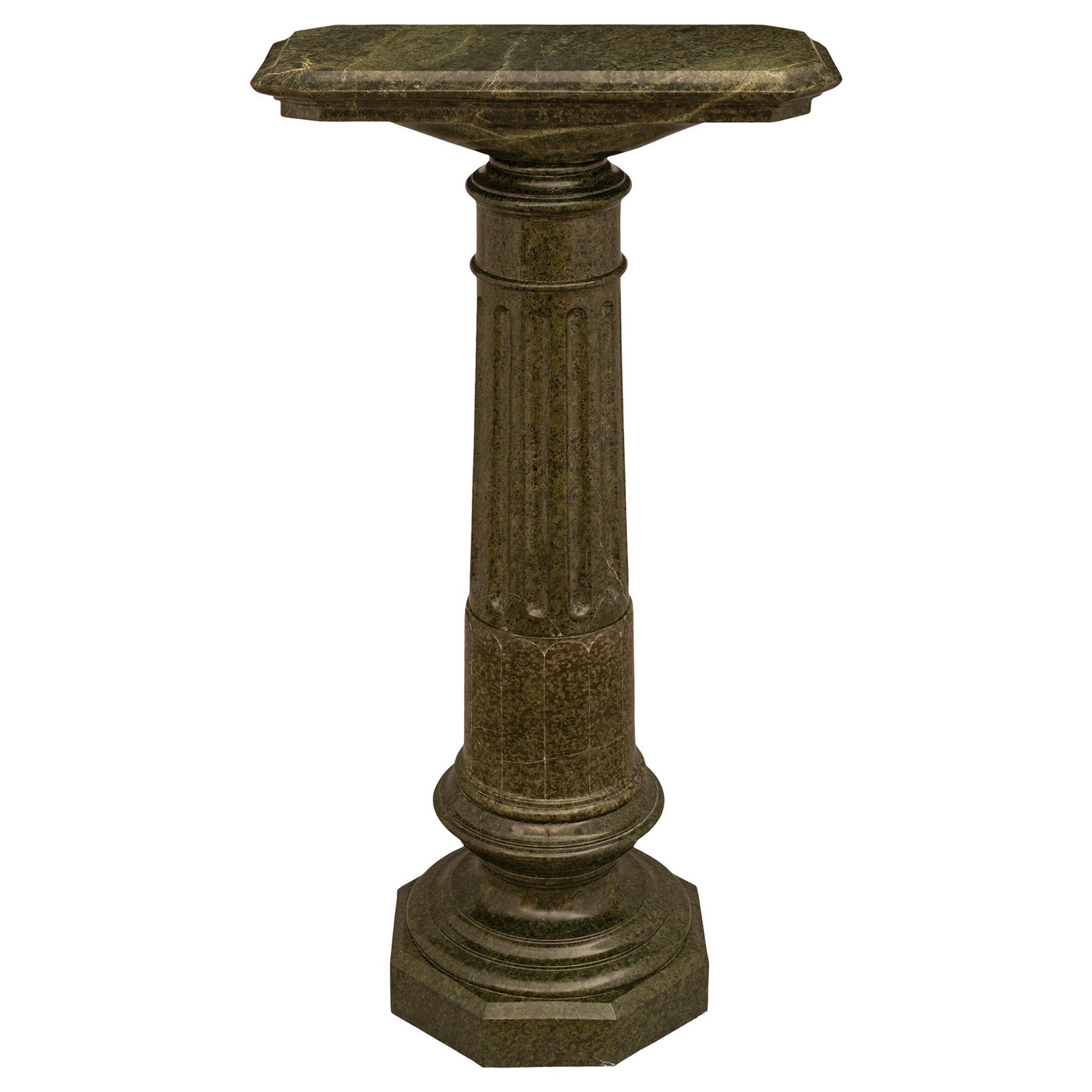 Columna italiana con pedestal de mármol Luis XVI del siglo XIX Vert De Patricia