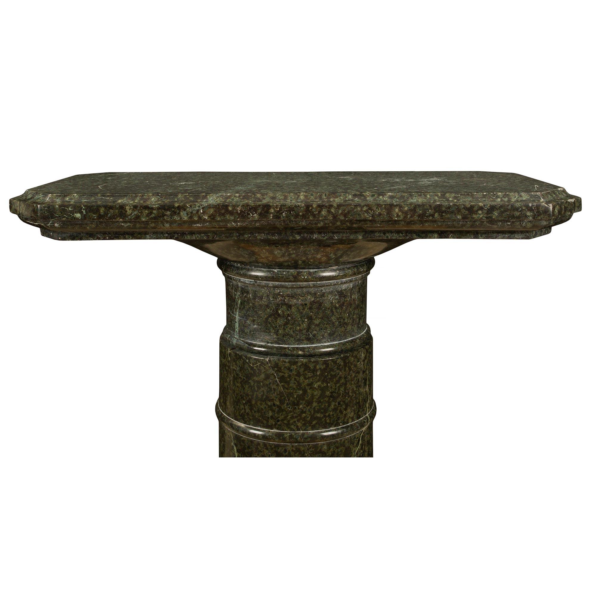 Italian 19th Century Louis XVI Style Vert De Patricia Marble Pedestal 2