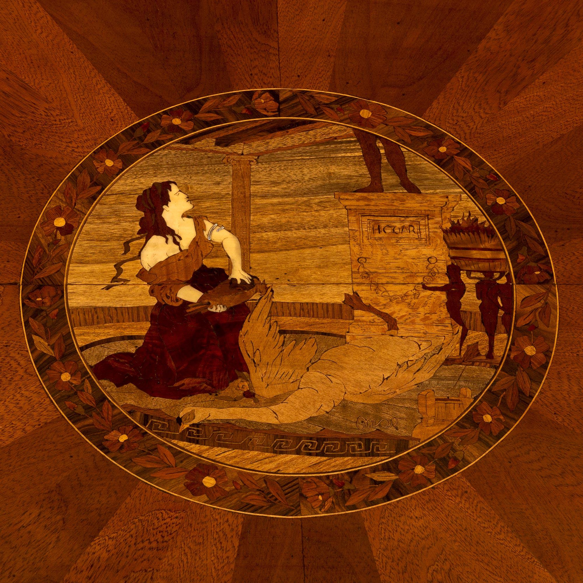 Italian 19th Century Louis XVI St. Walnut, Mahogany and Exotic Wood Center Table For Sale 2