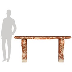 Italian 19th century Louis XVI st. white Carrara Incarnat Turquin marble console