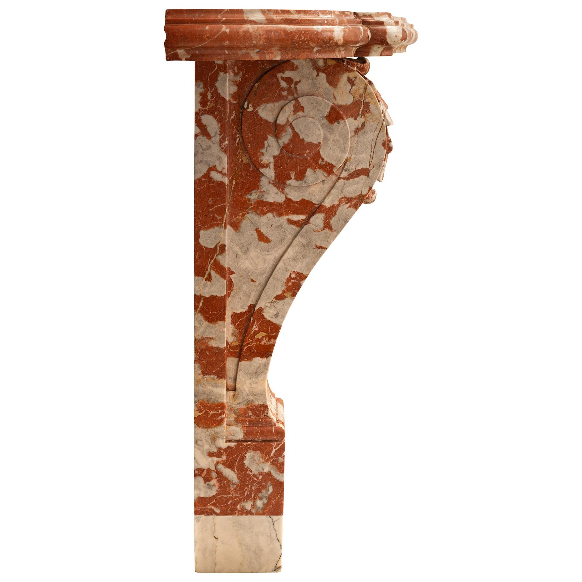 19th Century Italian 19th century Louis XVI st. white Carrara Incarnat Turquin marble console For Sale