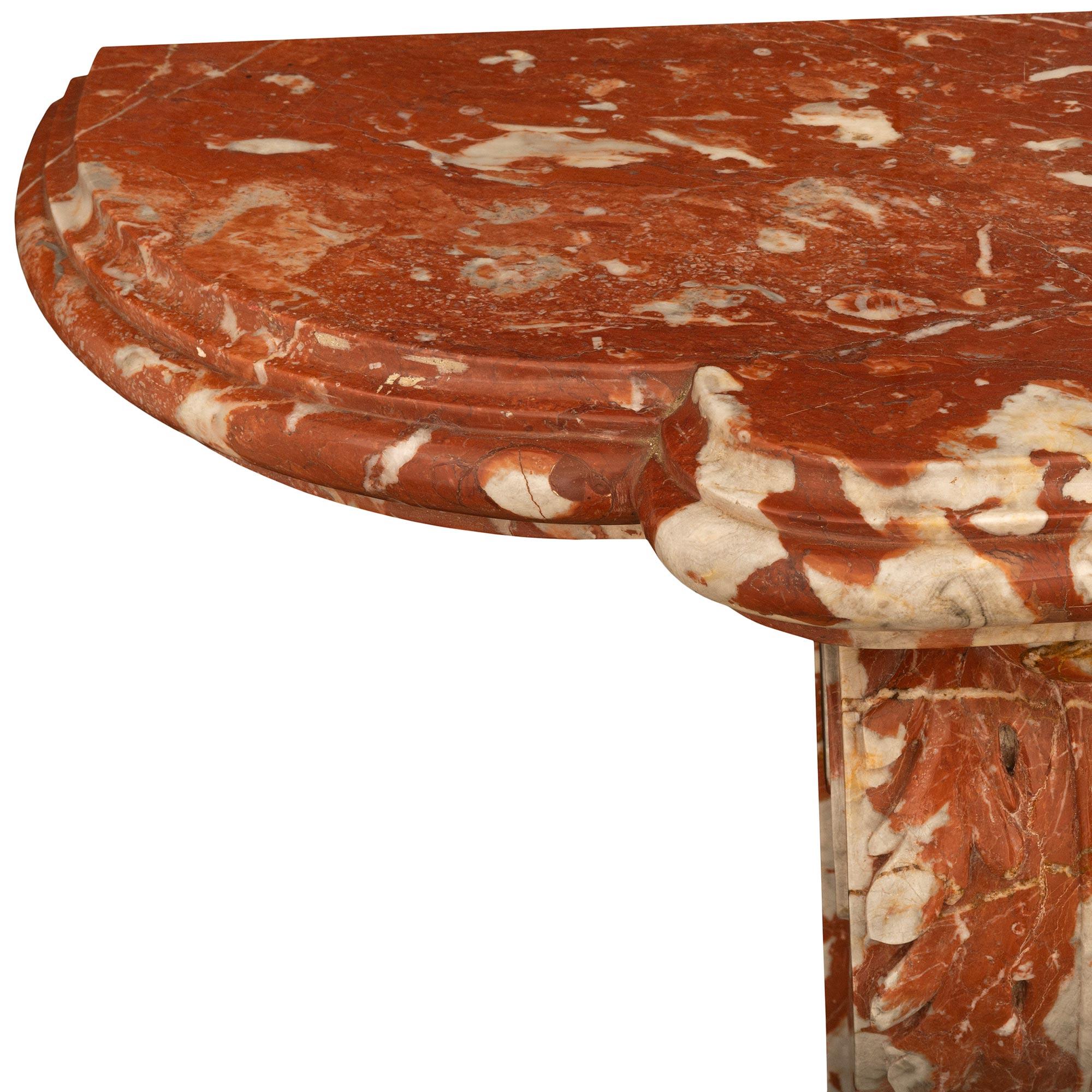 Carrara Marble Italian 19th century Louis XVI st. white Carrara Incarnat Turquin marble console For Sale