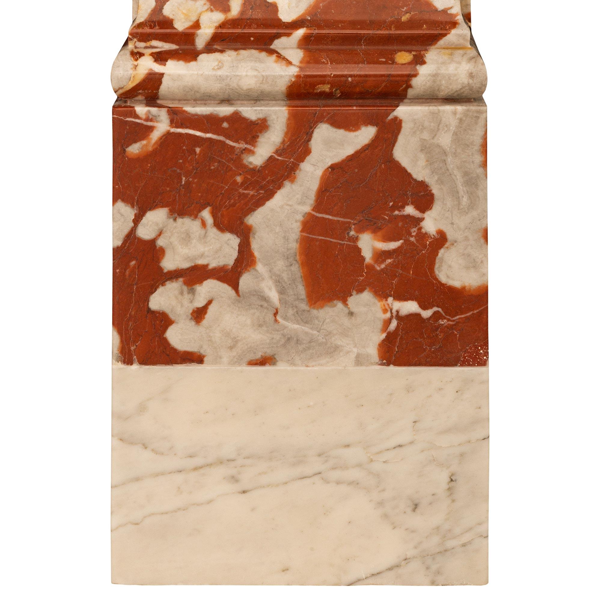 Italian 19th century Louis XVI st. white Carrara Incarnat Turquin marble console For Sale 3
