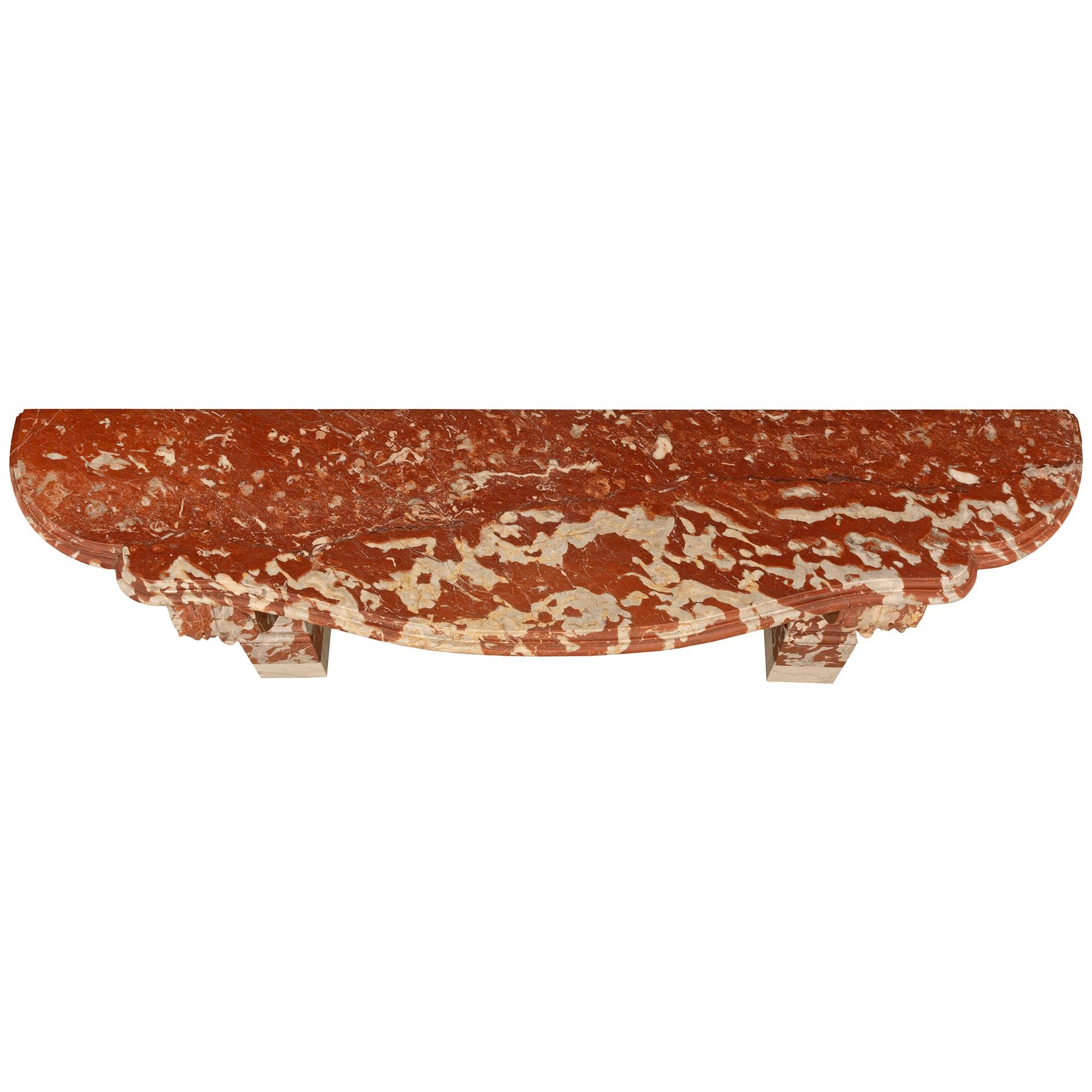 Italian 19th century Louis XVI st. white Carrara Incarnat Turquin marble console For Sale 4