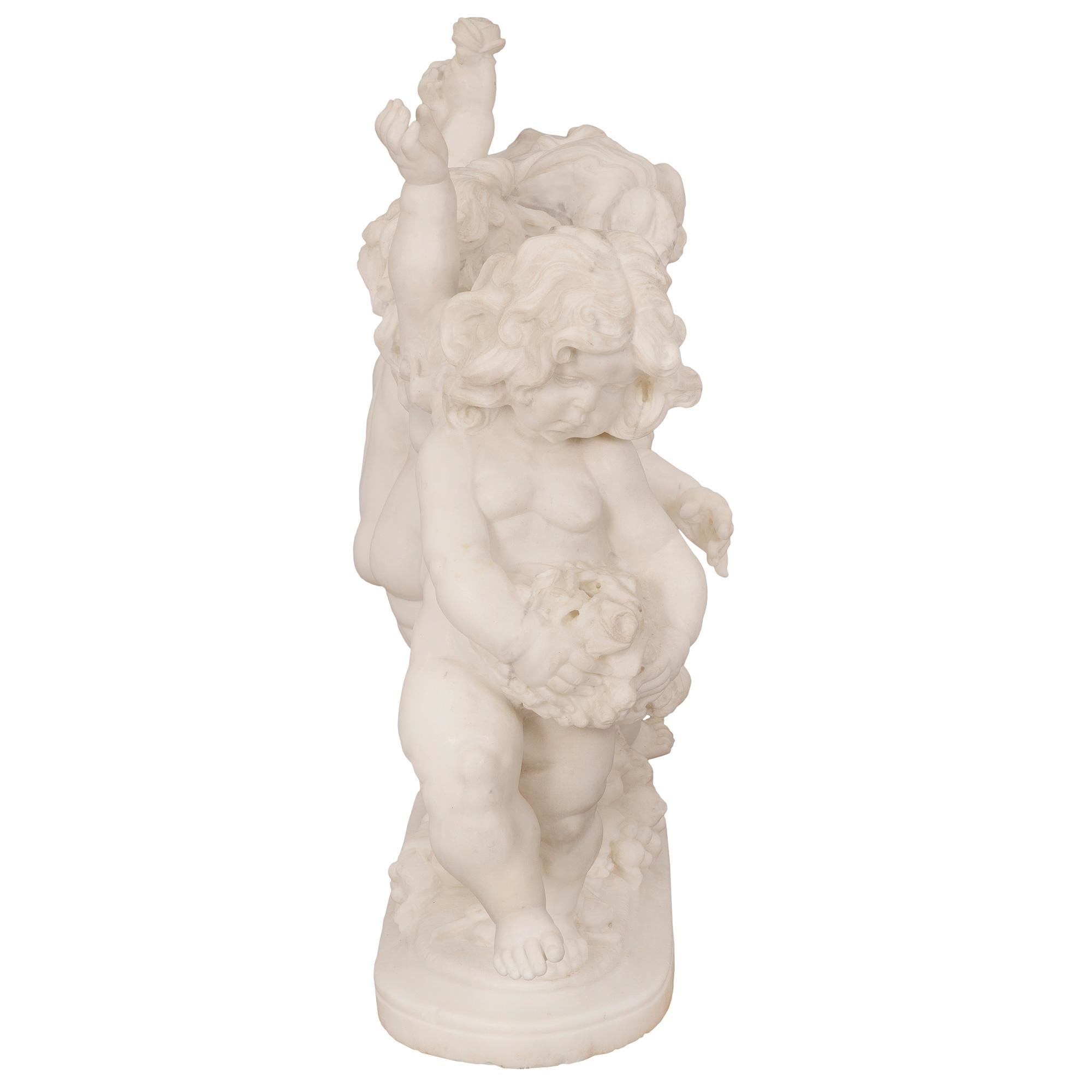 Italian 19th Century Louis XVI St. White Carrara Marble Statue For Sale 1