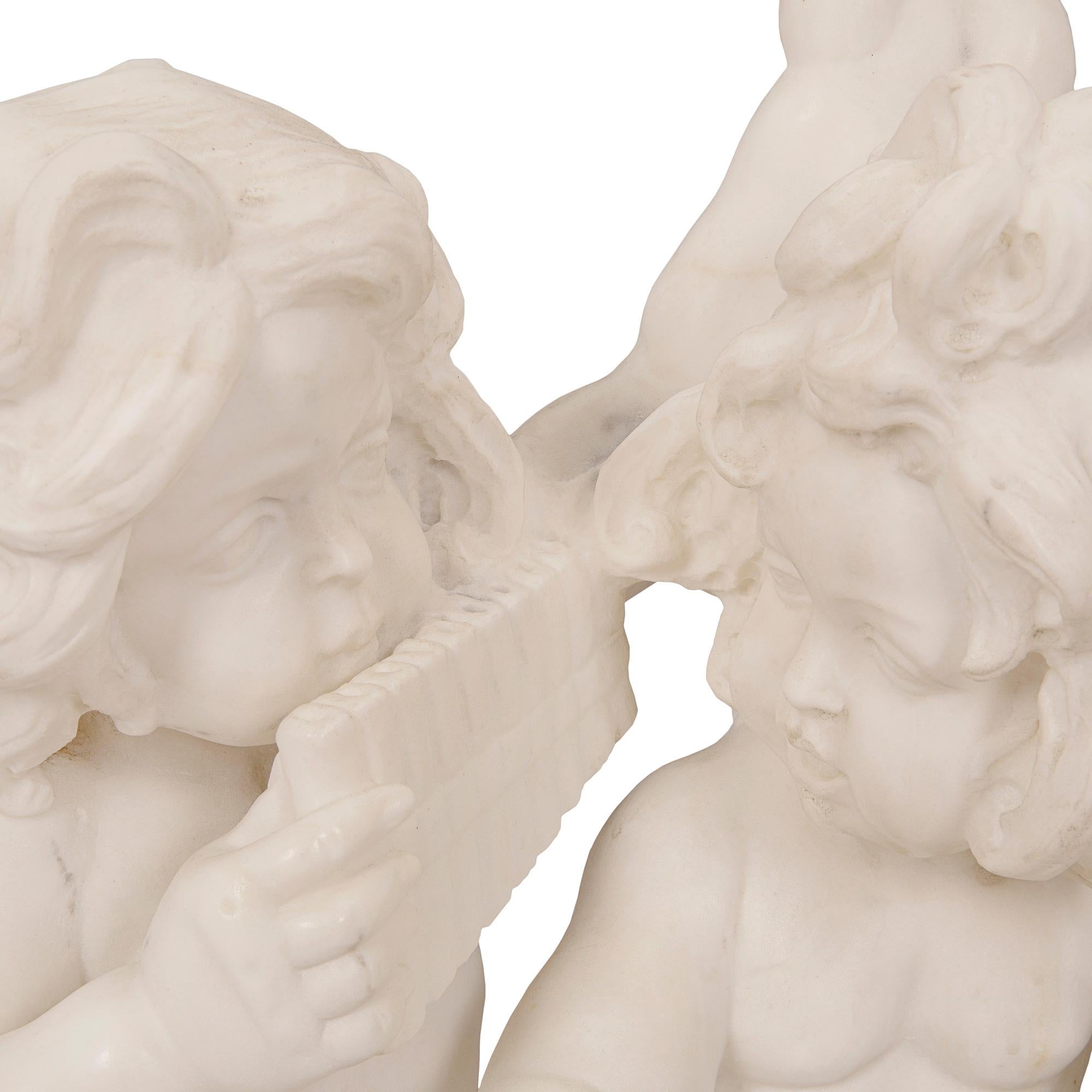 Italian 19th Century Louis XVI St. White Carrara Marble Statue For Sale 2