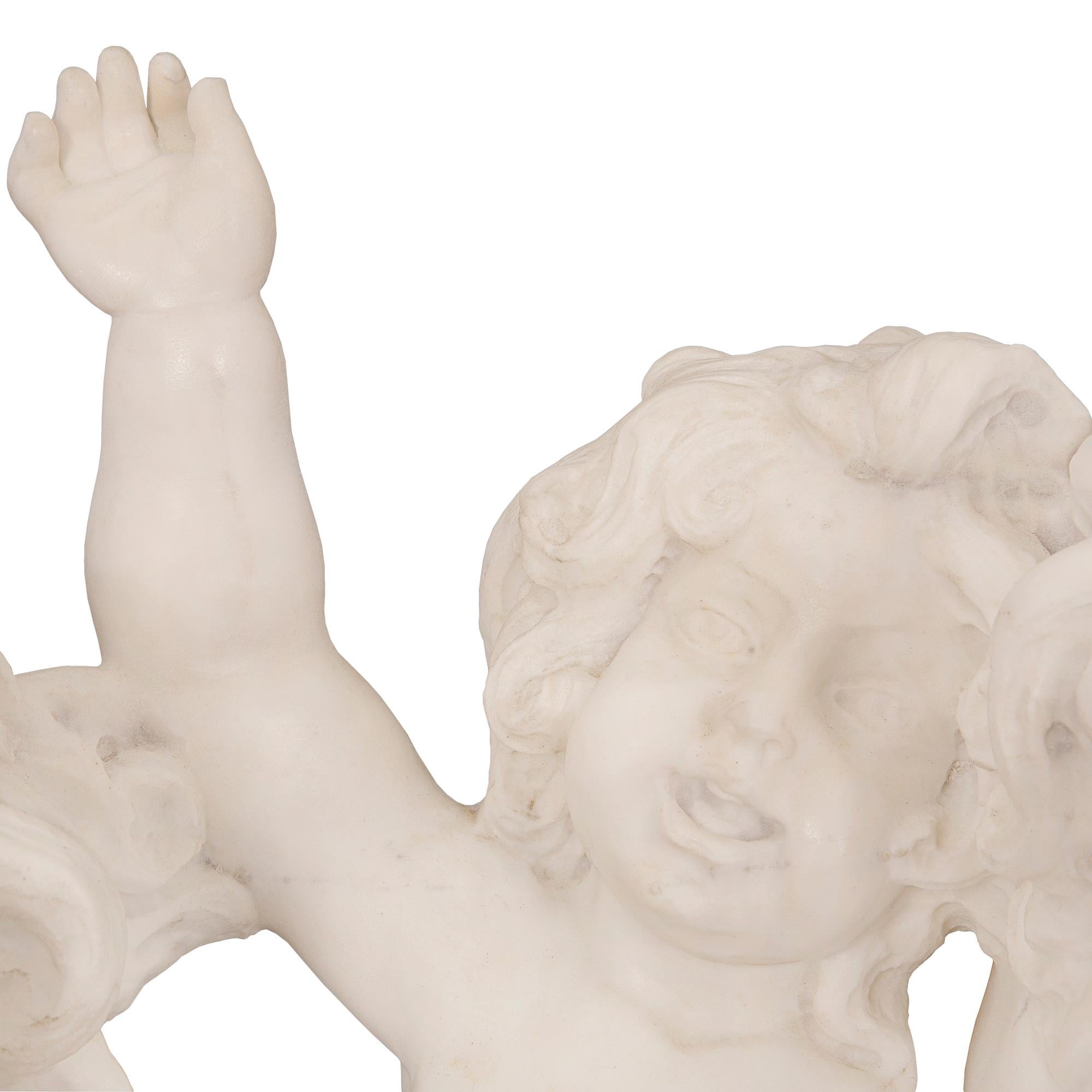 Italian 19th Century Louis XVI St. White Carrara Marble Statue For Sale 3