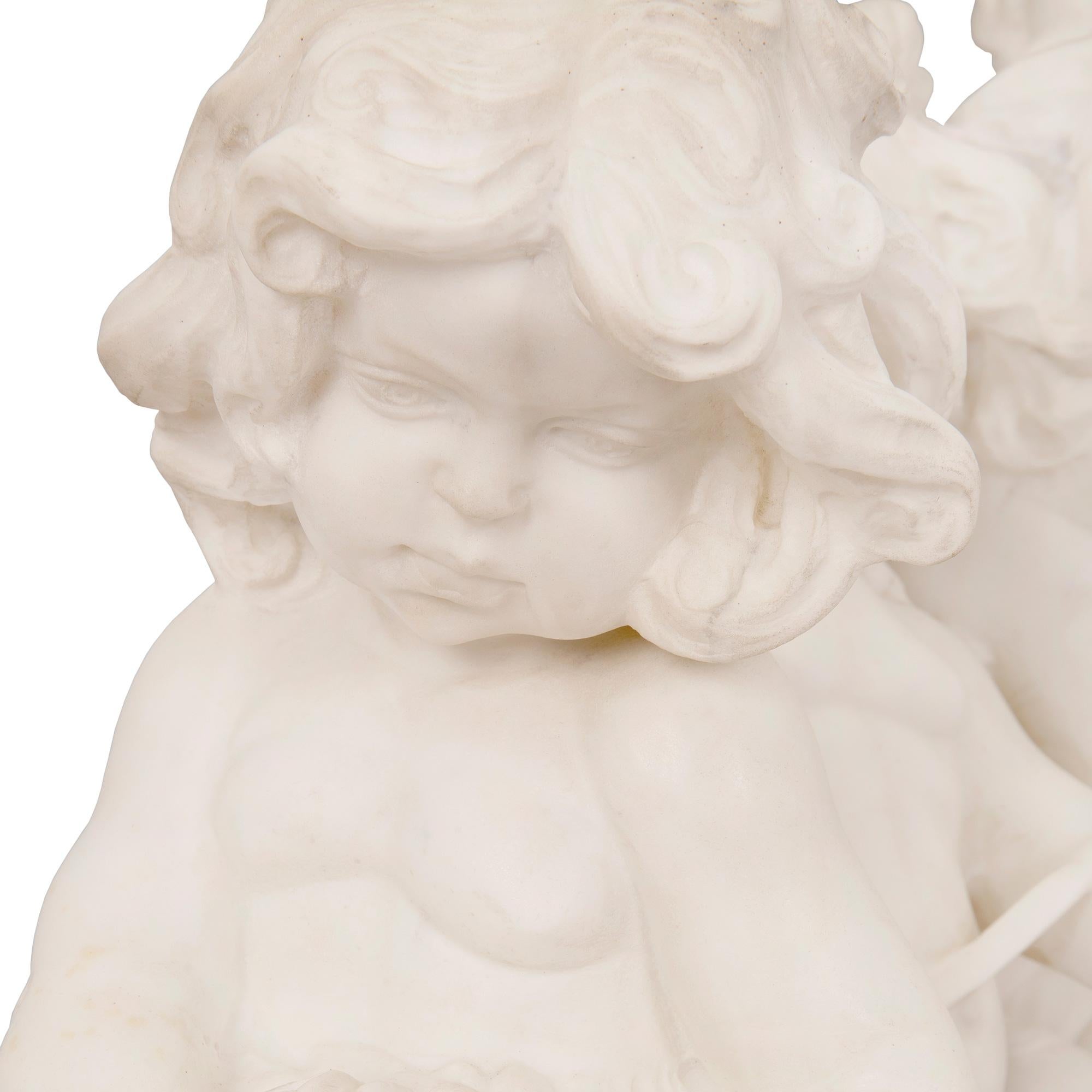 Italian 19th Century Louis XVI St. White Carrara Marble Statue For Sale 4