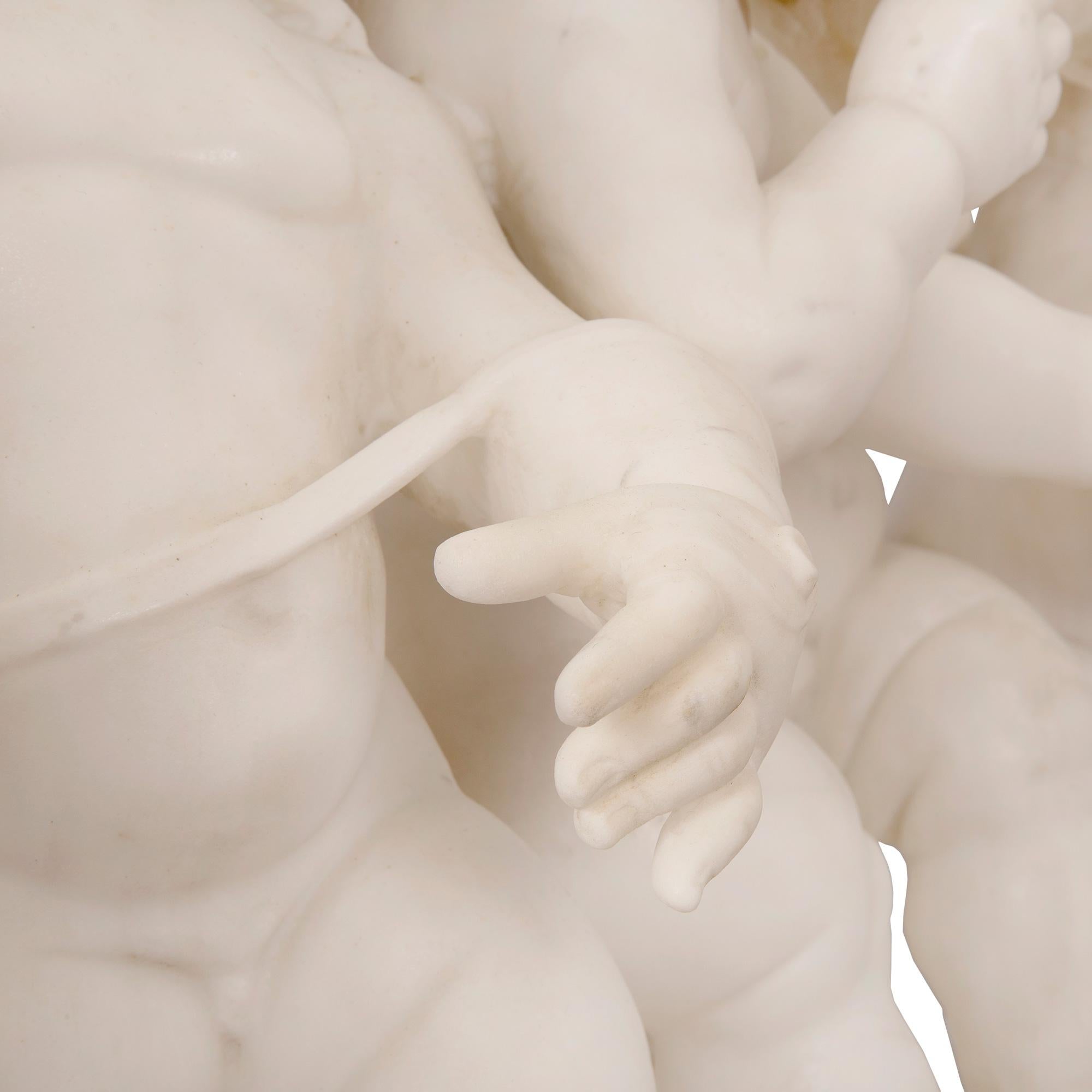 Italian 19th Century Louis XVI St. White Carrara Marble Statue For Sale 6