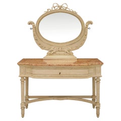 Italian 19th century Louis XVI st. Wood & Breccia marble vanity/dressing table