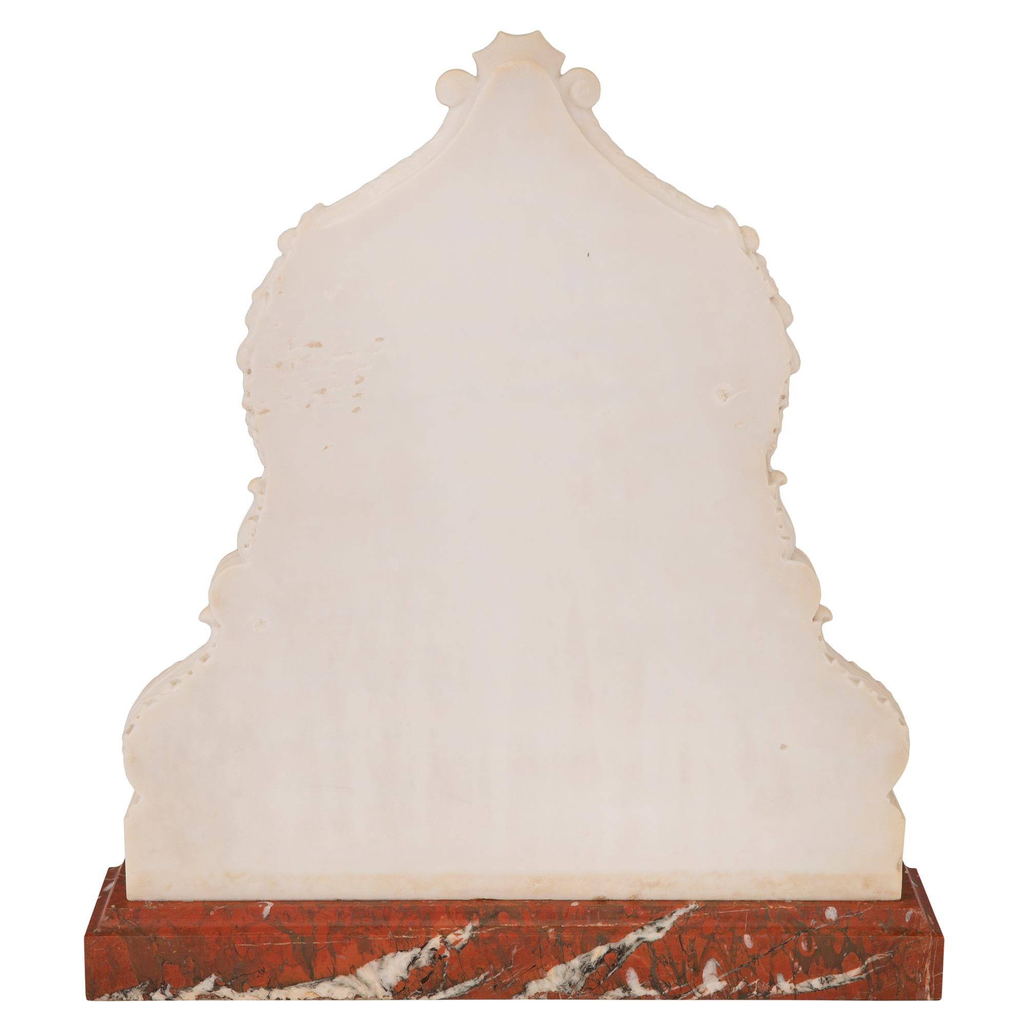 Italian 19th Century Louis XVI Style Carrara and Griotte Marble Plaque For Sale 1