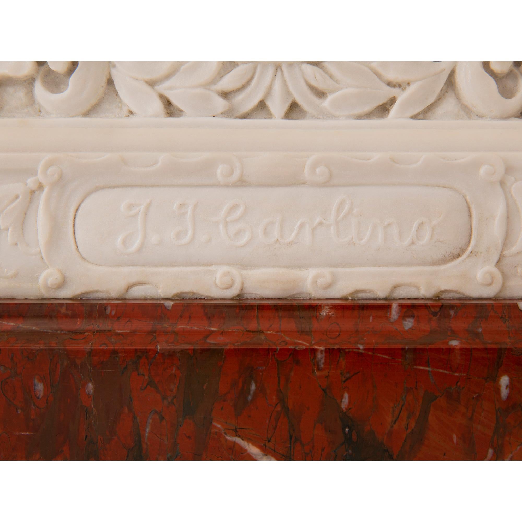Italian 19th Century Louis XVI Style Carrara and Griotte Marble Plaque For Sale 5