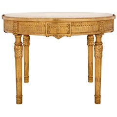 Table basse circulaire italienne de style Louis XVI du 19ème siècle