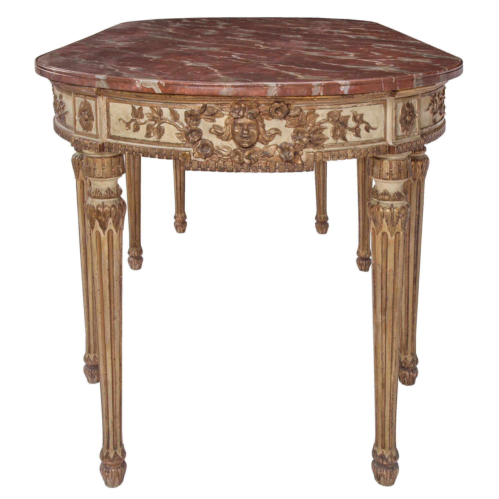 Italian 19th Century Louis XVI Style Eight Leg Oval Center Table from Naples In Good Condition For Sale In West Palm Beach, FL