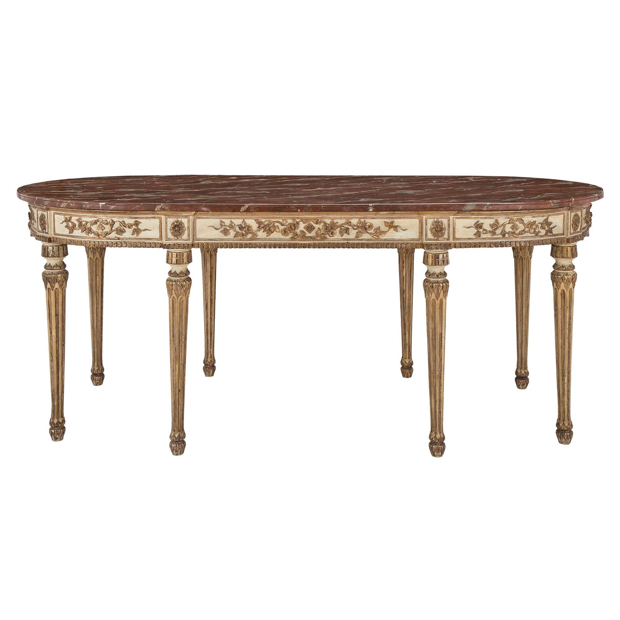 Italian 19th Century Louis XVI Style Eight Leg Oval Center Table from Naples For Sale