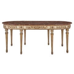 Italian 19th Century Louis XVI Style Eight Leg Oval Center Table from Naples