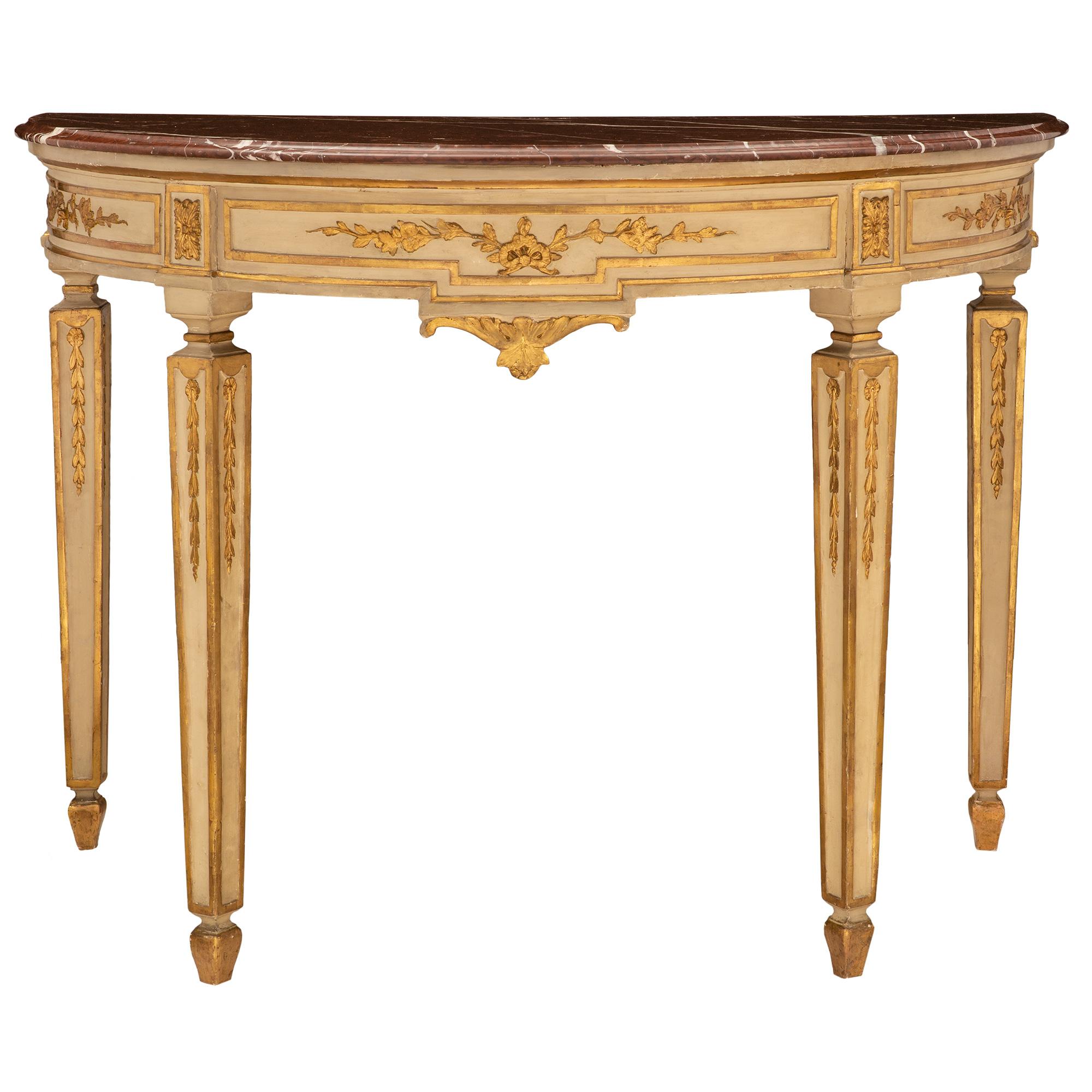 Console autoportante italienne de style Louis XVI du 19ème siècle