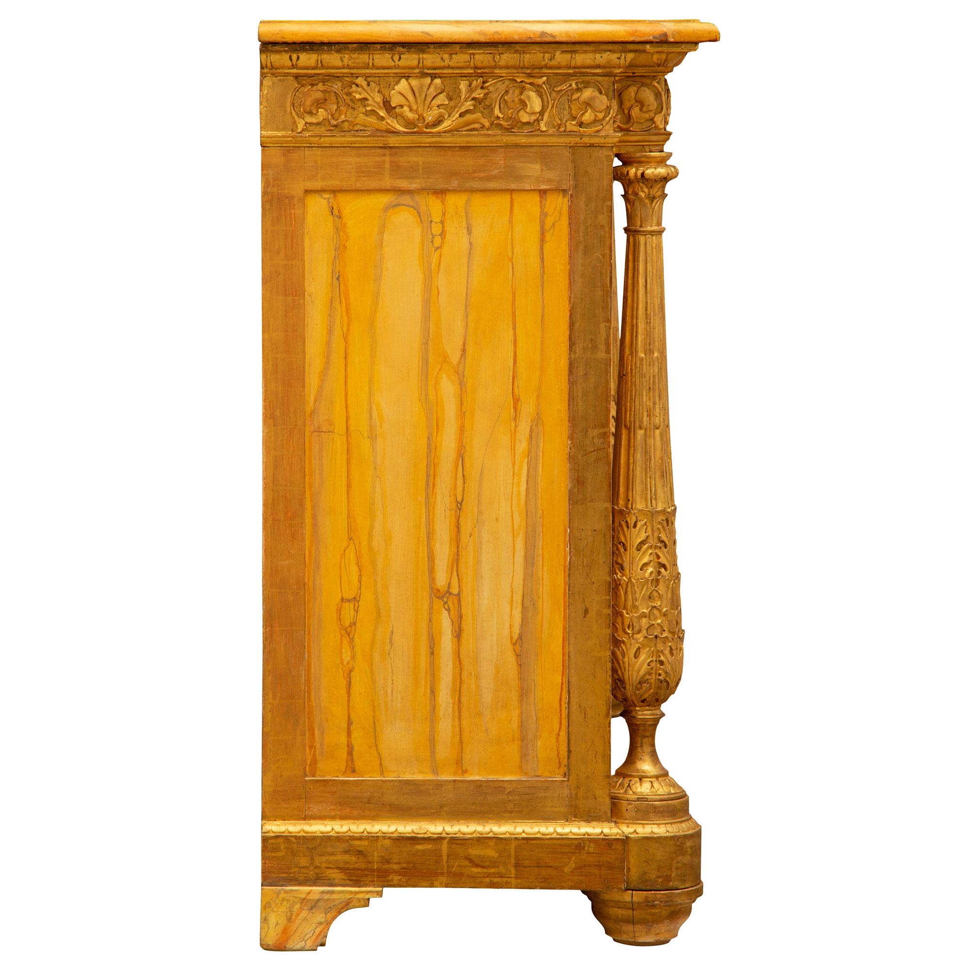 Wood Italian 19th Century Louis XVI Style Giltwood and Faux Painted Marble Étagère For Sale
