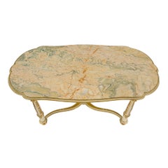 Italian 19th Century Louis XVI Style Giltwood and Marble Center Table