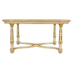 Italian 19th Century Louis XVI Style Giltwood and Marble Center Table