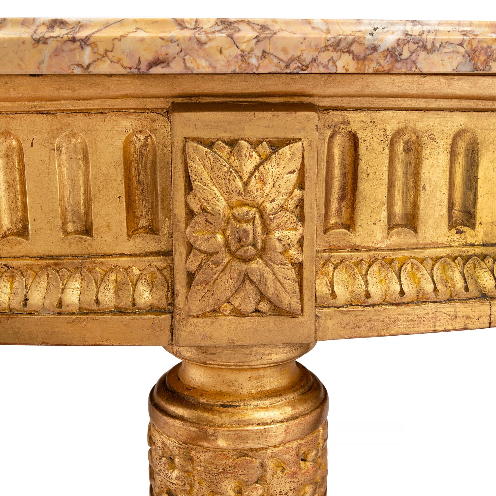 Italian 19th Century Louis XVI Style Giltwood and Marble Console 1