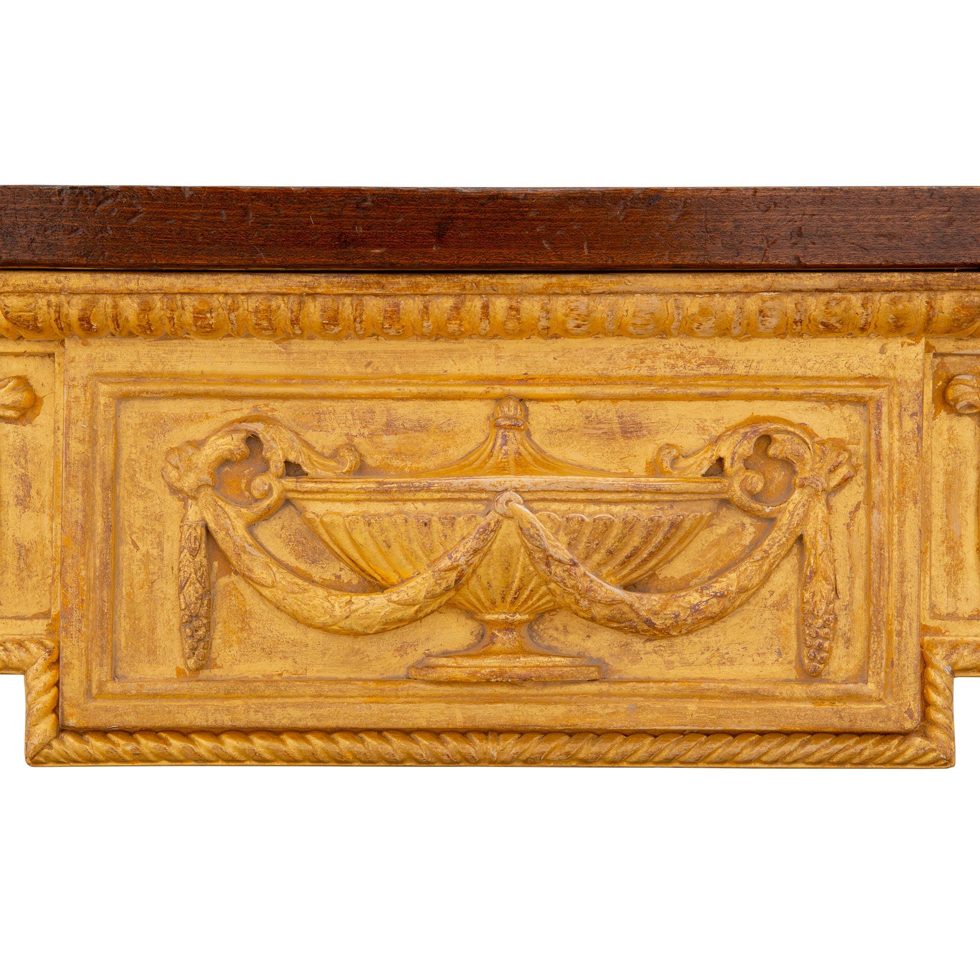 Italian 19th Century Louis XVI Style Giltwood and Walnut Console For Sale 3