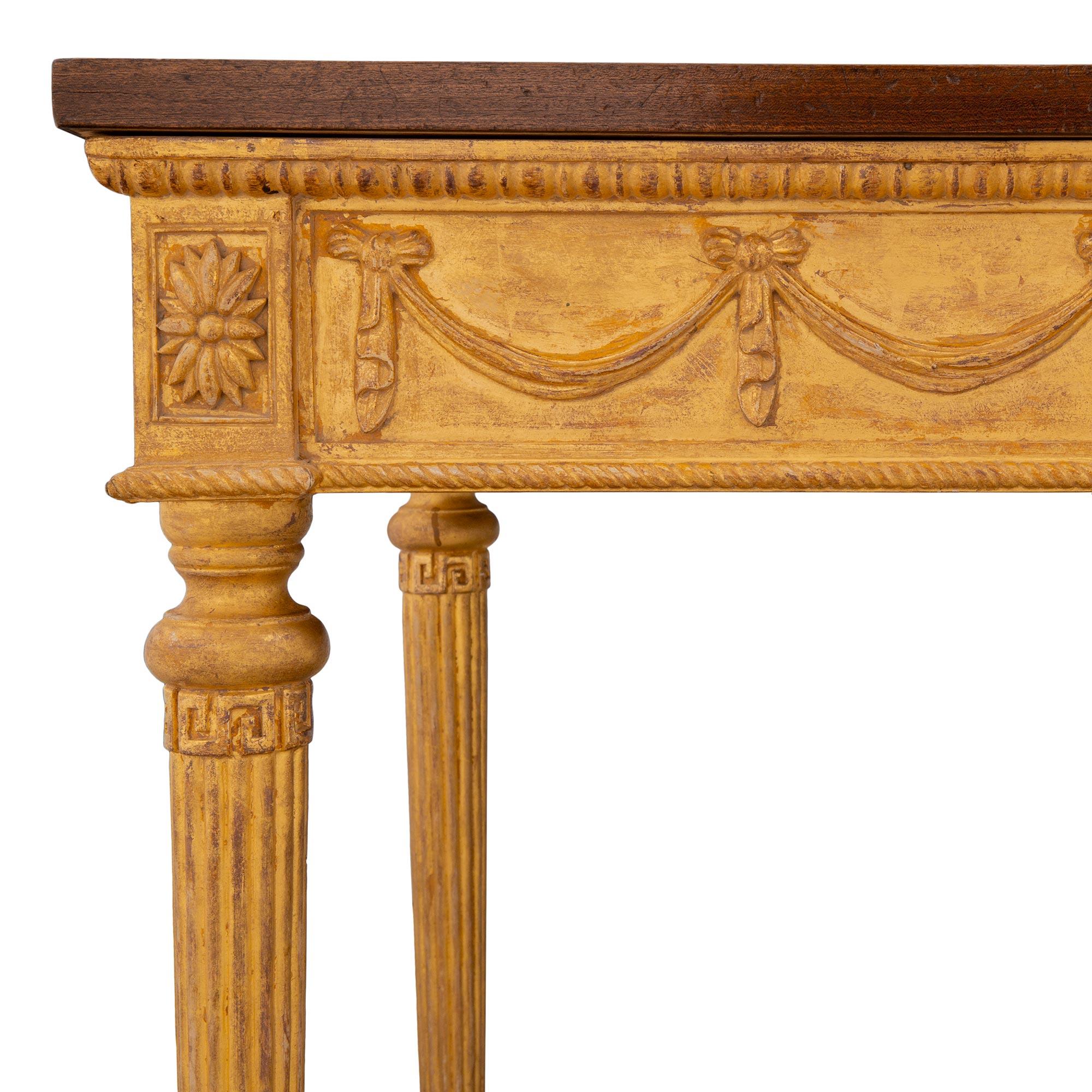 Italian 19th Century Louis XVI Style Giltwood and Walnut Console For Sale 4