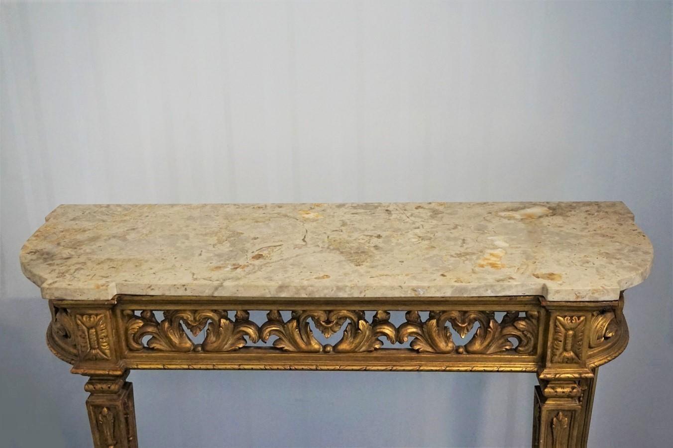 Italian 19th Century Louis XVI Style Giltwood Console Table and Mirror For Sale 7