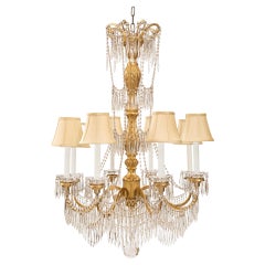 Italian 19th Century Louis XVI Style Giltwood, Metal and Crystal Chandelier