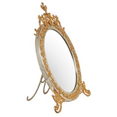 Italian 19th Century Louis XVI Style Ormolu and Silvered Bronze Vanity Mirror