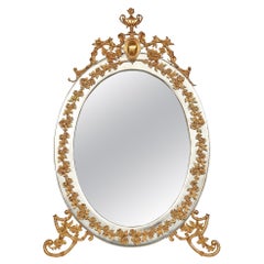 Italian 19th Century Louis XVI Style Ormolu and Silvered Bronze Vanity Mirror