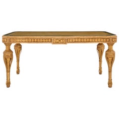 Italian 19th Century Louis XVI Style Patinated and Giltwood Center/Dining Table