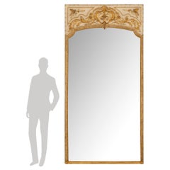 Italian 19th Century Louis XVI Style Patinated off White and Giltwood Trumeau