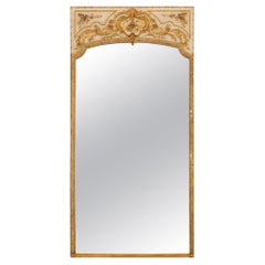 Italian 19th Century Louis XVI Style Patinated off White and Giltwood Trumeau