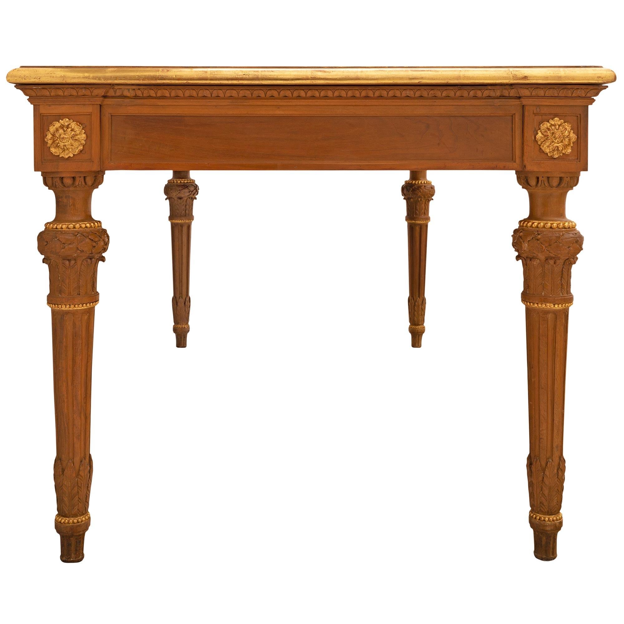 Marble Italian 19th Century Louis XVI Style Walnut Center Table For Sale