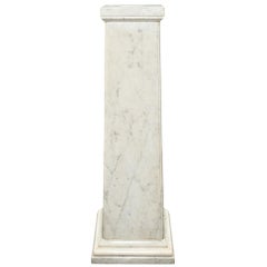 Antique Italian 19th Century Louis XVI Style White Carrara Marble Pedestal Column