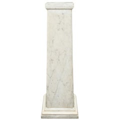 Italian 19th Century Louis XVI Style White Carrara Marble Pedestal Column