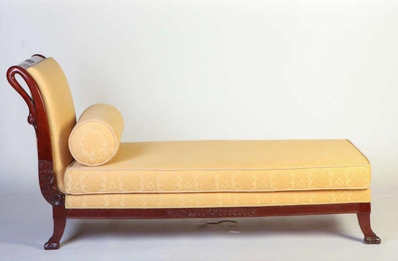 Italian 19th Century Mahogany Swan Neck Sofa or Chais Longues, Tuscany, 1820 For Sale 2