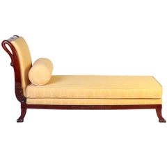 Divano a collo di cigno in mogano del XIX secolo o Chaise Longues Toscana, 1820