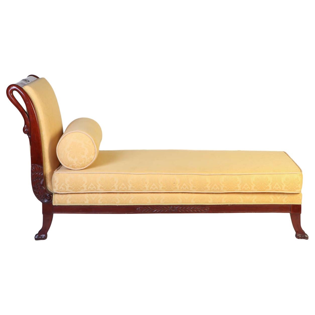 Italian 19th Century Mahogany Swan Neck Sofa or Chais Longues, Tuscany, 1820 For Sale