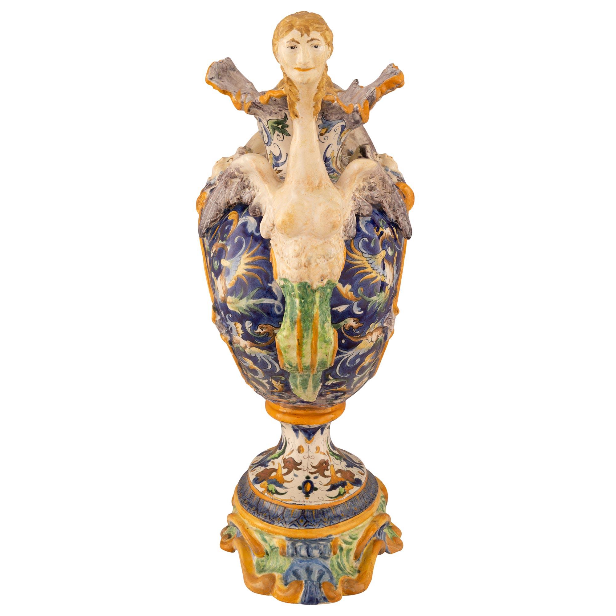 Italian 19th Century Majolica Porcelain Centerpiece For Sale 2