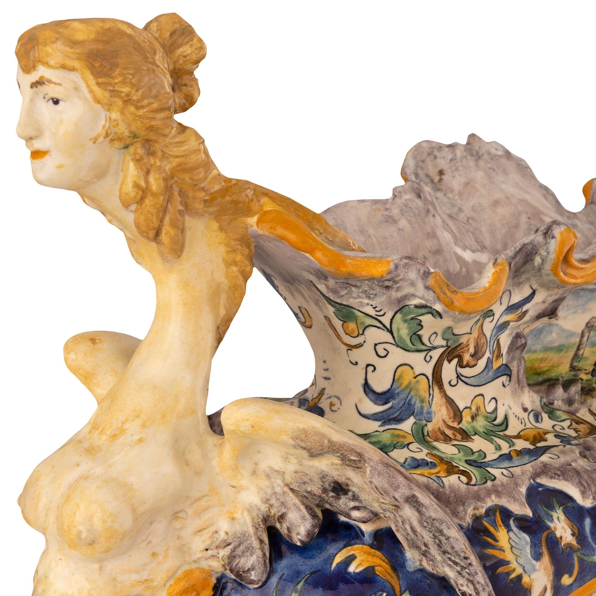 Italian 19th Century Majolica Porcelain Centerpiece For Sale 3