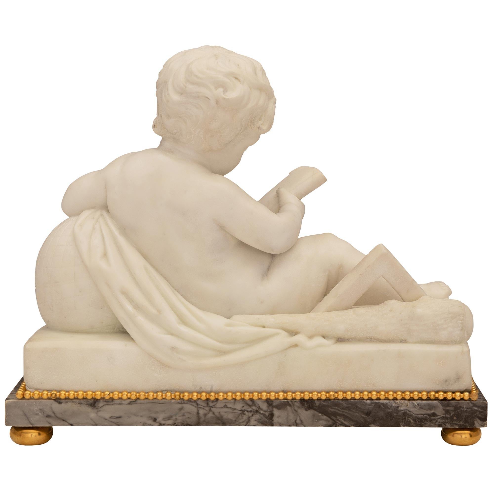 Italian 19th Century Marble, Gris St. Anne Marble And Ormolu Statue For Sale 1