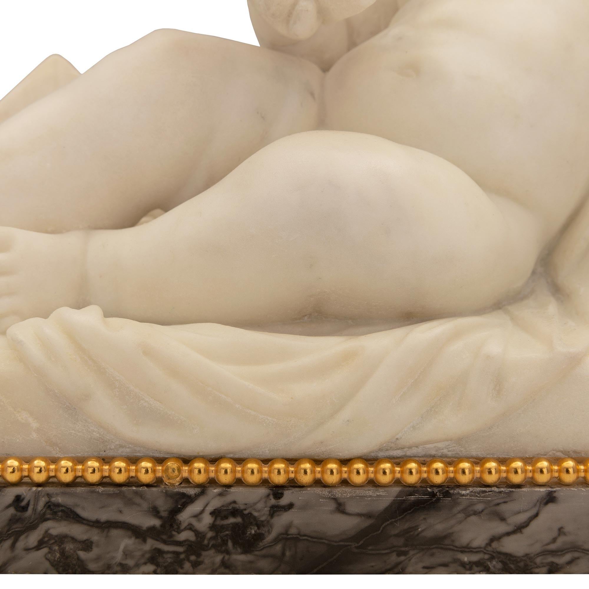 Italian 19th Century Marble, Gris St. Anne Marble And Ormolu Statue For Sale 4