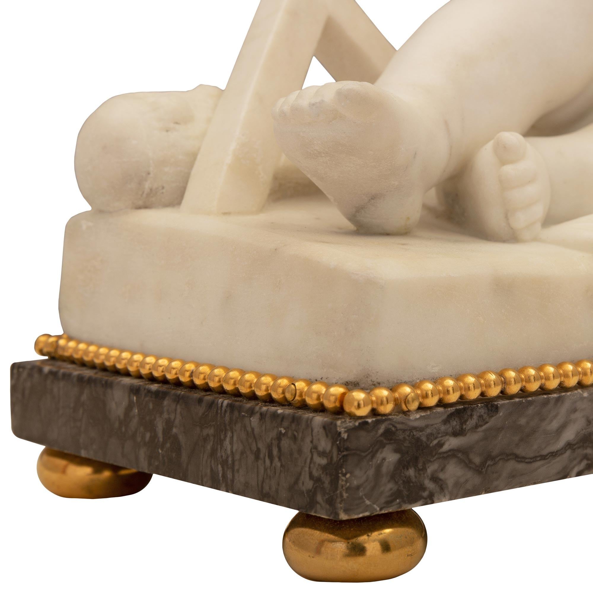 Italian 19th Century Marble, Gris St. Anne Marble And Ormolu Statue For Sale 5