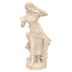 Italian 19th Century Marble Statue of a Young Maiden in a Wheat Field